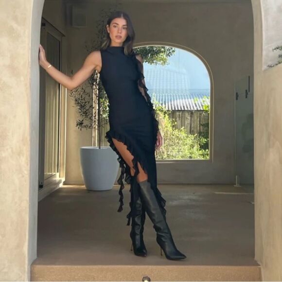 Fanci Club The Assassin Midi Black Off-Shoulder Size S - Picture 4 of 15